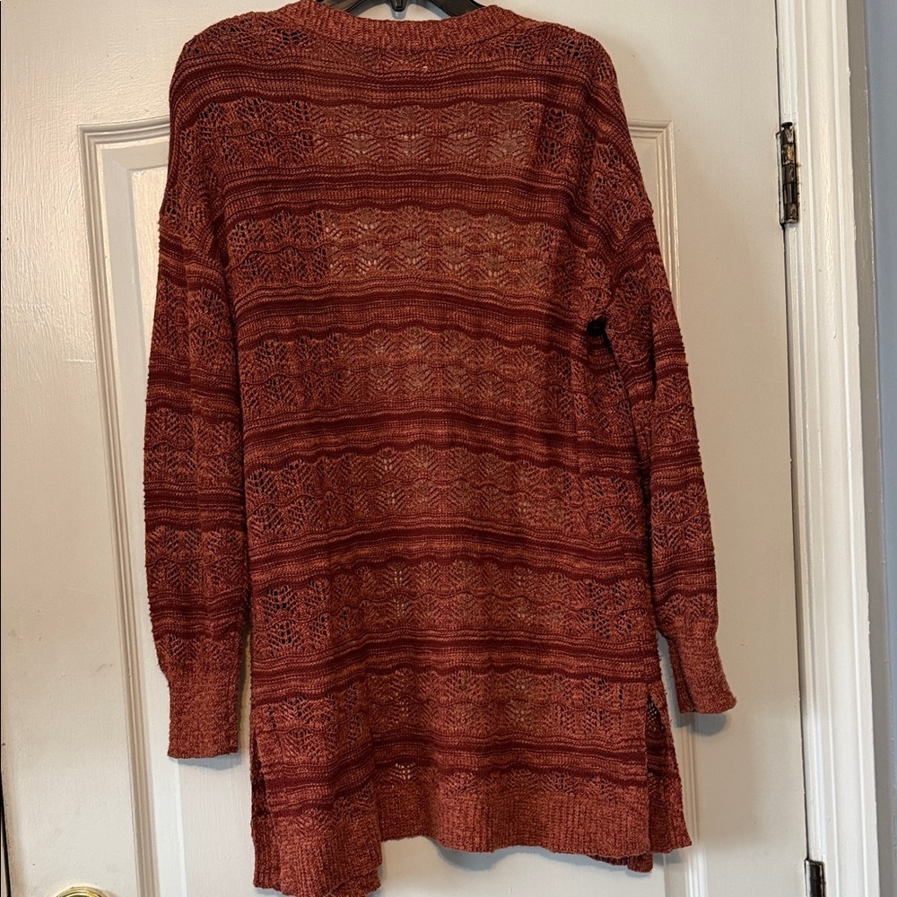 LC Lauren Conrad Women's Knit Cardigan in Rich Rust - Picture 6 of 8